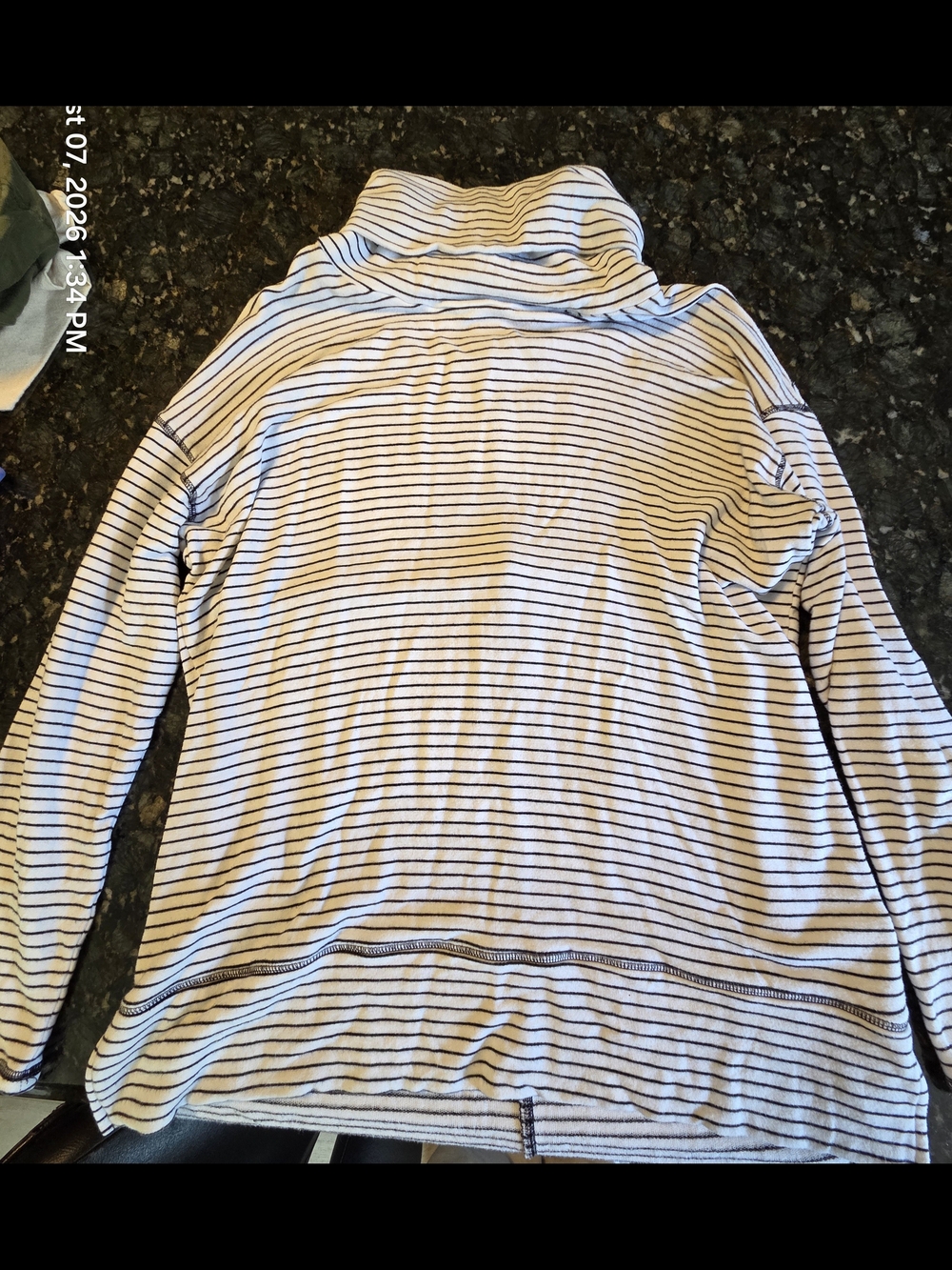 Claiborne Black and White Striped Turtleneck Sweater Top